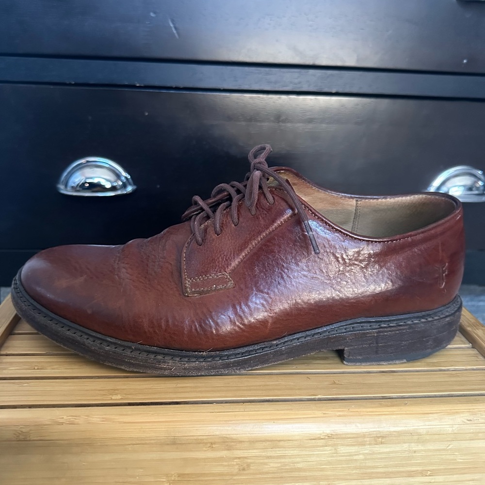 Frye James Oxford Chestnut brown lace up leather shoes, size 10, Host Pick x2